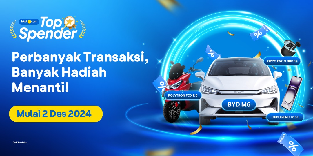 Jadi Top Spender di tiket.com dan Nikmati Hadiah Mobil Listrik BYD Gratis